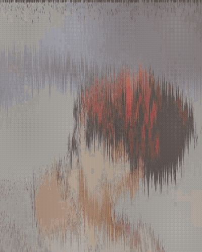 A Painting Of A Person With Red Hair And A White Shirt GIF