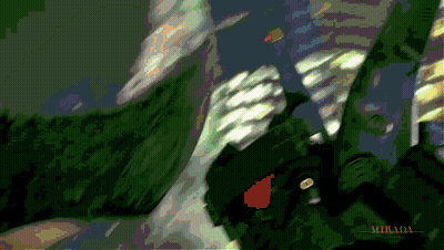 A Painting Of A Person With The Word Mirada On The Bottom Right GIF