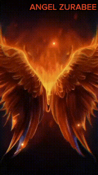 A Painting Of A Phoenix With The Name Angel Zurabee On The Bottom GIF