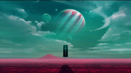 A Painting Of A Planet With The Words Fuck Off Written On It GIF