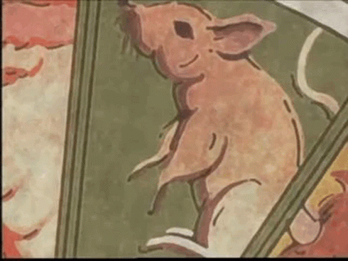 A Painting Of A Rat With The Word Toys Written On The Bottom GIF