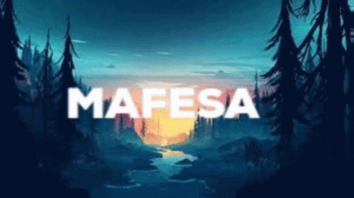 A Painting Of A River With The Word Mafesa In White Letters GIF