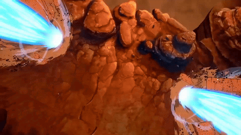 A Painting Of A Rocky Landscape With A Blue Light Coming Out Of It GIF