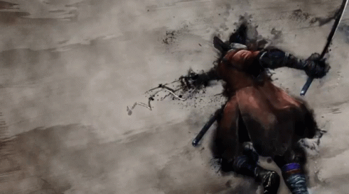 A Painting Of A Samurai Holding A Sword In His Hand GIF