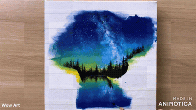 A Painting Of A Silhouette Of A Person Is Made By Wow Art GIF