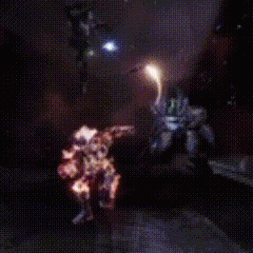 A Painting Of A Skeleton Being Attacked By A Monster GIF