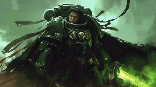 Space Marine With BS On Chest GIF