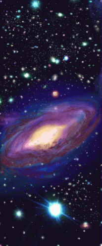 A Painting Of A Spiral Galaxy With A Star In The Middle GIF