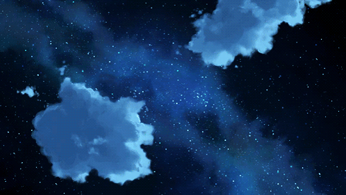 A Painting Of A Starry Night Sky With Clouds GIF