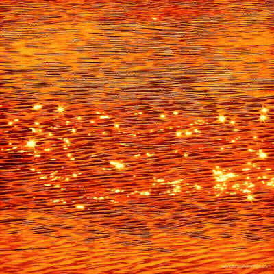 A Painting Of A Sunset Over A Body Of Water With The Website Wonderingworldmotion.com At The Bottom GIF