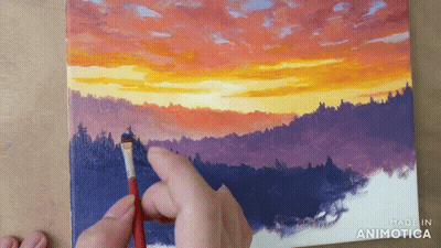 A Painting Of A Sunset With The Words Made In Animotica On The Bottom GIF