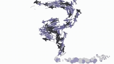 A Painting Of A Swirl Of Purple And Black Flowers On A White Background . GIF