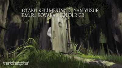 A Painting Of A Toilet With The Words Otaku Kelimesini Duyan Yusuf Emiri Kovalarken Olr Gb On The Bottom GIF