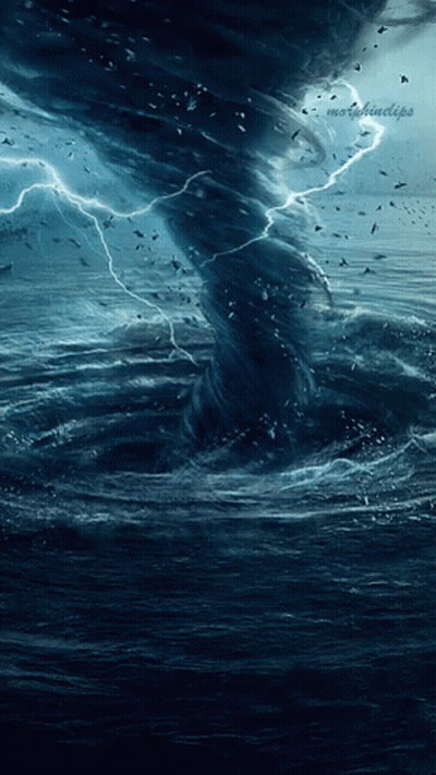 A Painting Of A Tornado In The Ocean With A Watermark That Says ' Martinclaus ' On It GIF