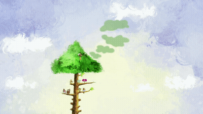 A Painting Of A Tree With The Words Help Stuck In Tree On It GIF