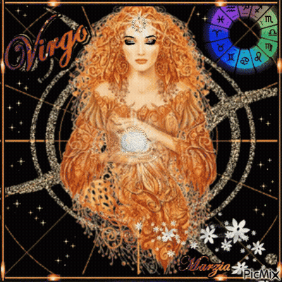 A Painting Of A Virgo Zodiac Sign GIF