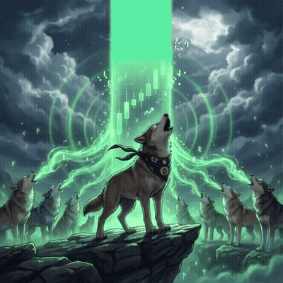 A Painting Of A Wolf With A Bandana That Says ' B ' On It GIF