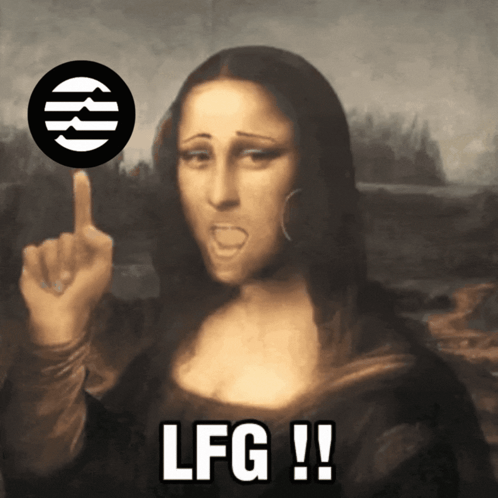 A Painting Of A Woman Giving The Middle Finger And The Words Lfg Written Below Her GIF