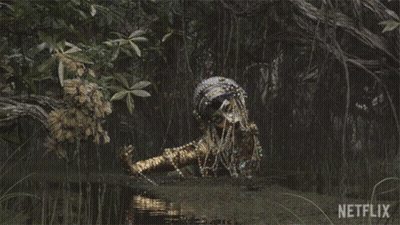 A Painting Of A Woman In A Swamp With A Netflix Logo On The Bottom GIF
