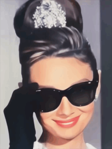 Painting Of Woman Wearing Sunglasses And Bun GIF