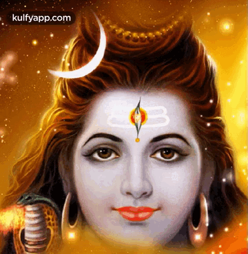 A Painting Of A Woman With A Crescent Moon On Her Head And The Words Kulfyapp.com On The Bottom GIF