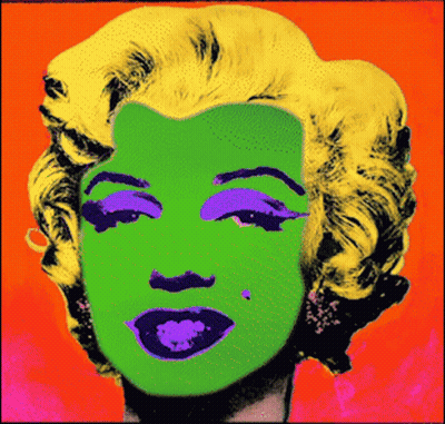 A Painting Of A Woman With A Green Face GIF