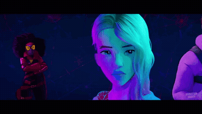 A Painting Of A Woman With A Spider-Man Costume GIF