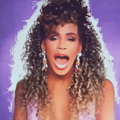 A Painting Of A Woman With Curly Hair And A Purple Background GIF