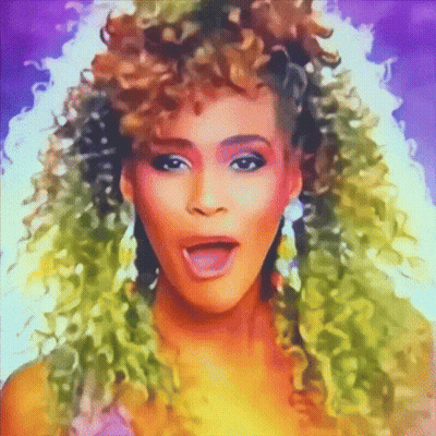 A Painting Of A Woman With Curly Hair And Pink Eyeshadow GIF