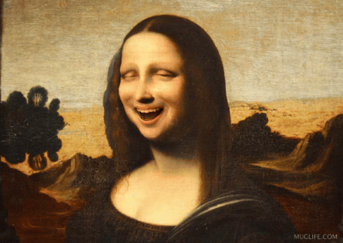 A Painting Of A Woman With Her Mouth Open And Muglife.com Written Below It GIF