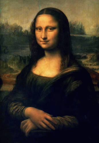 A Painting Of A Woman With Long Dark Hair GIF