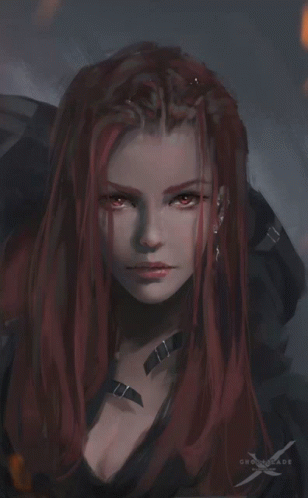 A Painting Of A Woman With Red Hair And The Word Oracle On The Bottom Right GIF