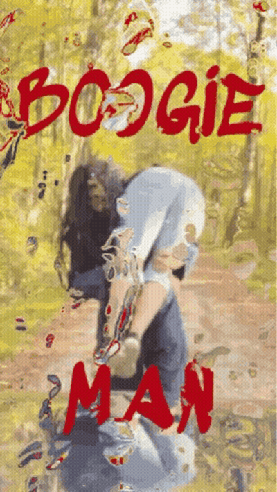 A Painting Of A Woman With The Word Boogie Man Written On It GIF