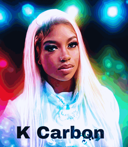 A Painting Of A Woman With The Words K Carbon Written On The Bottom GIF
