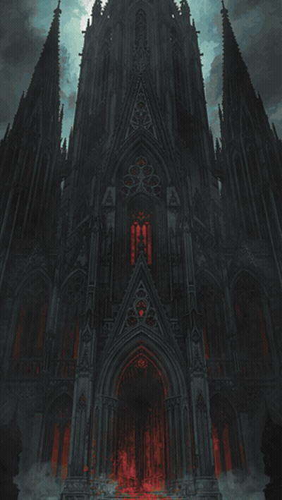 A Painting Of A Wooden Cross On Top Of A Rocky Hill With The Words Of Hate Below It GIF