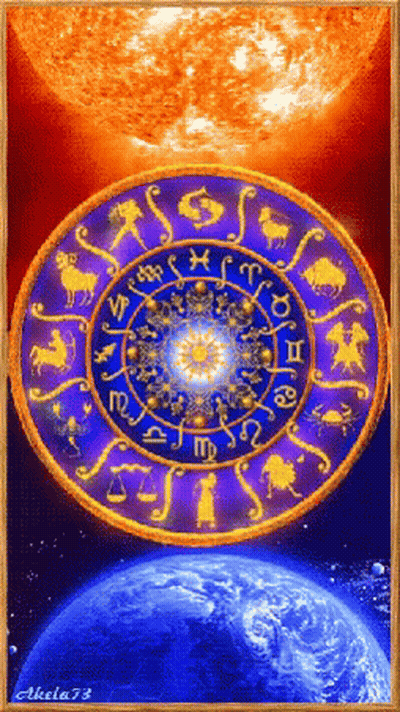 A Painting Of A Zodiac Circle With The Letters Of The Signs On It GIF