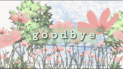 A Painting Of Flowers With The Words Goodbye In White Letters GIF