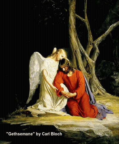 A Painting Of Jesus And An Angel Called " Gethsemane " By Carl Bloch GIF