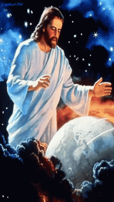 A Painting Of Jesus Reaching Out Towards The Earth By Editka 1754 GIF