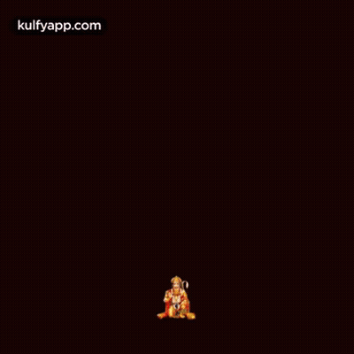 A Painting Of Lord Hanuman Kneeling Down On A Blue Background . GIF