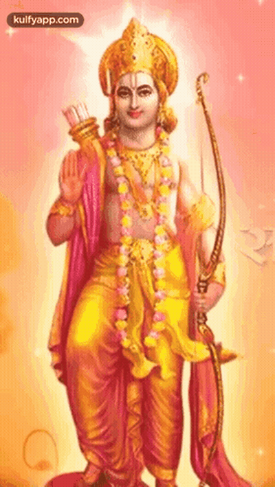 A Painting Of Lord Rama Holding A Bow And Arrow GIF
