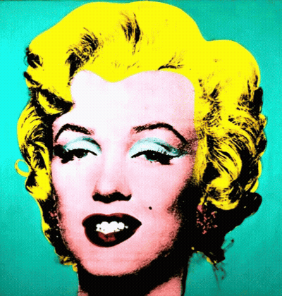 A Painting Of Marilyn Monroe With Yellow Hair GIF