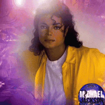 A Painting Of Michael Jackson With A Yellow Jacket On GIF