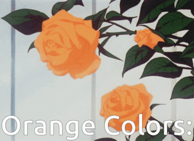 A Painting Of Orange Roses With The Words Orange Colors Below It GIF