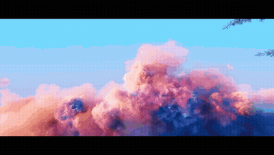 A Painting Of Pink And Blue Clouds In The Sky GIF