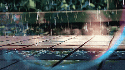 A Painting Of Rain Falling On A Tiled Floor With The Sun Shining Through It GIF