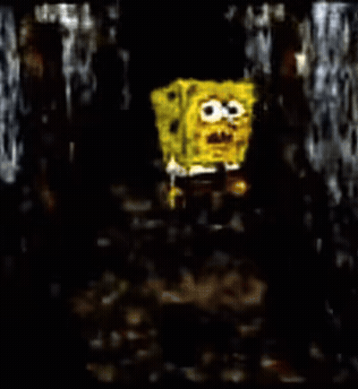 A Painting Of Spongebob Squarepants In The Dark GIF