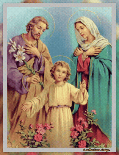 A Painting Of The Holy Family With The Words B Collection Design On The Bottom Right GIF