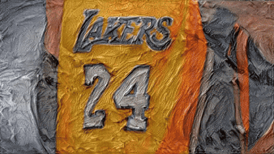 A Painting Of The Lakers Number 24 Jersey GIF