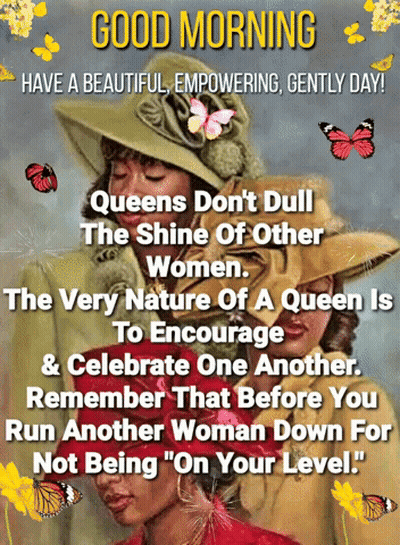 A Painting Of Two Women With A Quote About Queens GIF